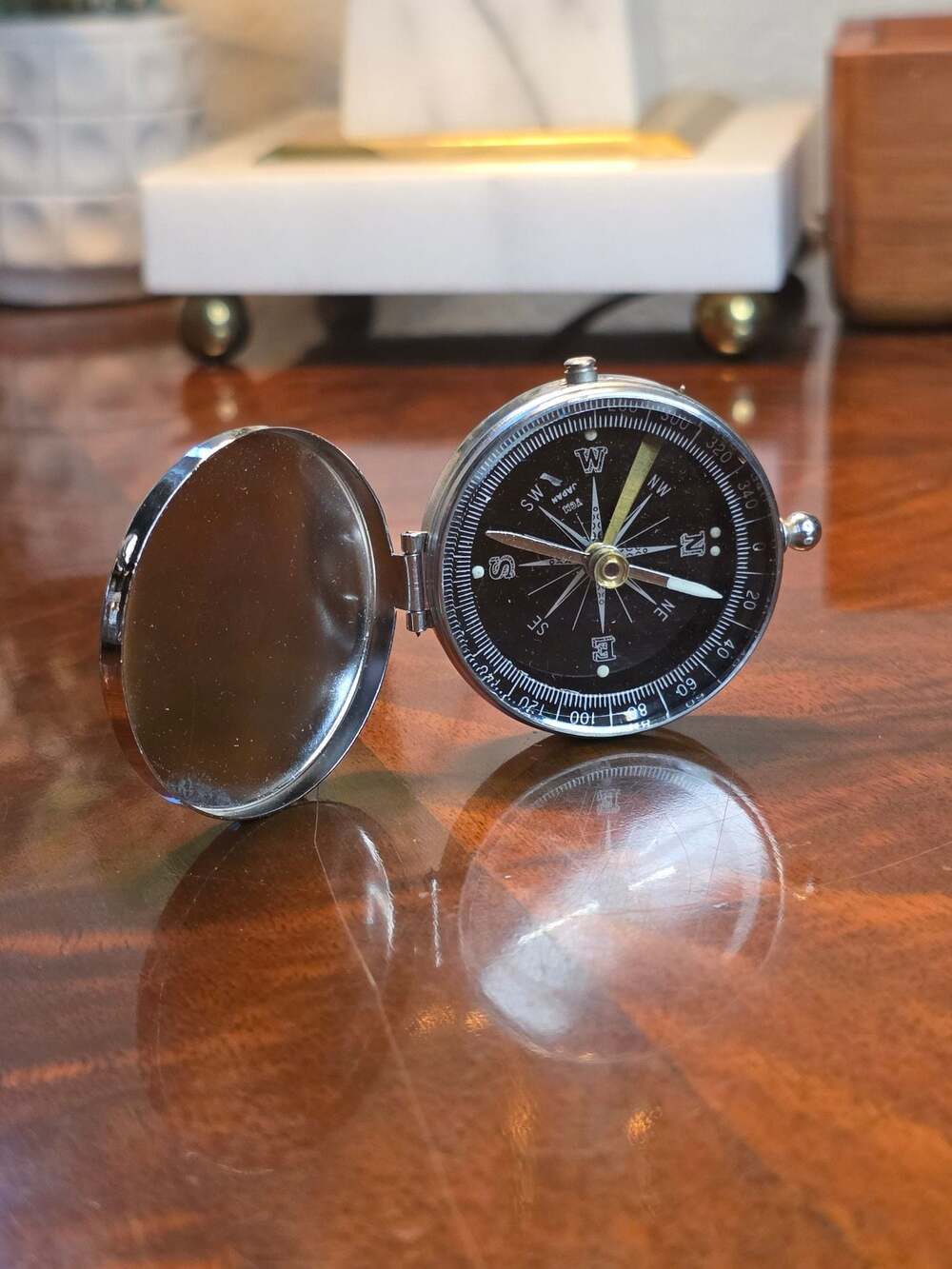 Vintage YCM Japan Pocket Compass Metal Case